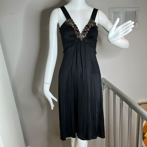 Alberta Ferretti Sz 4 Rayon Beaded Strap Dress
